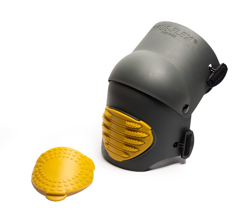 TSE Safety TSE سلامة - وسادات فوم مرنة للعمل على الركبة TSE-TFLX-XL - أحزمة مزدوجة قوية مضادة للانزلاق حماية مريحة للركبة قابلة للتنفس للاستخدام الداخلي والخارجي - XL، أسود وأصفر - Image 5